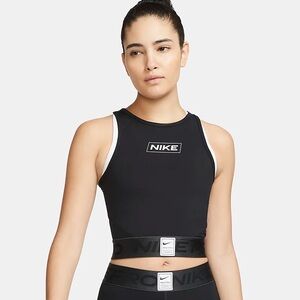 Nike Pro Dri-FIT Women's Graphic Crop Yoga Gym Running Tank Black DQ5593-010 M